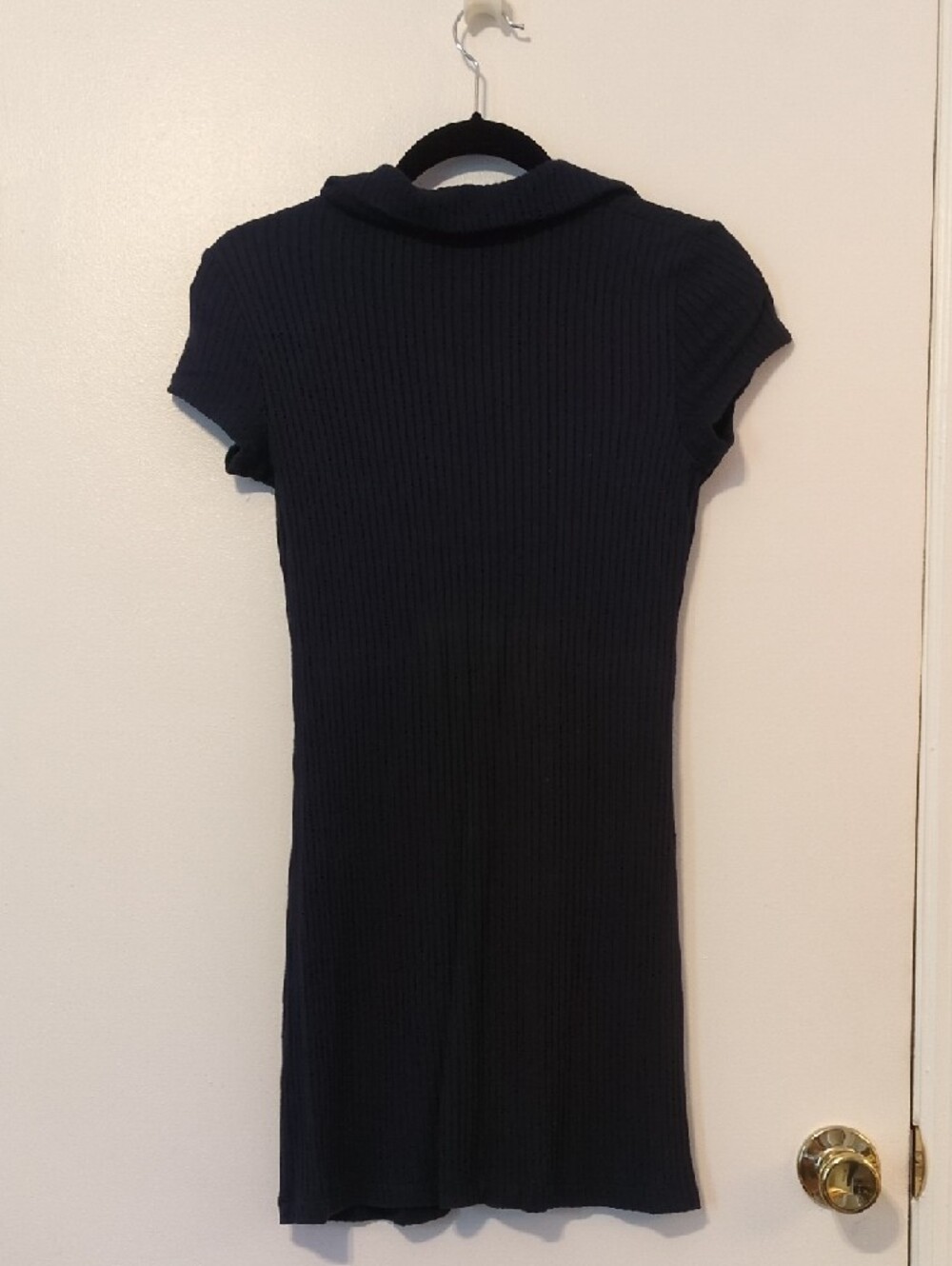Reformation Navy Ribbed Button-Front Mini Dress - Picture 4 of 5